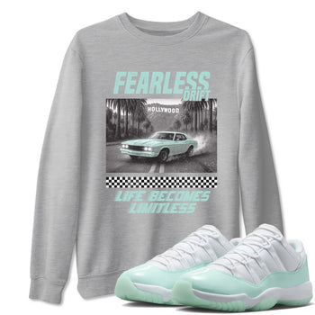 Fearless Drift sneaker match t-shirt styled to complete your fit with the Air Jordan 11 Igloo sneakers, shown in Heather Grey 1.