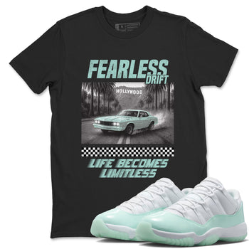 Fearless Drift sneaker match t-shirt styled to complete your fit with the Air Jordan 11 Igloo sneakers, shown in Black 1.