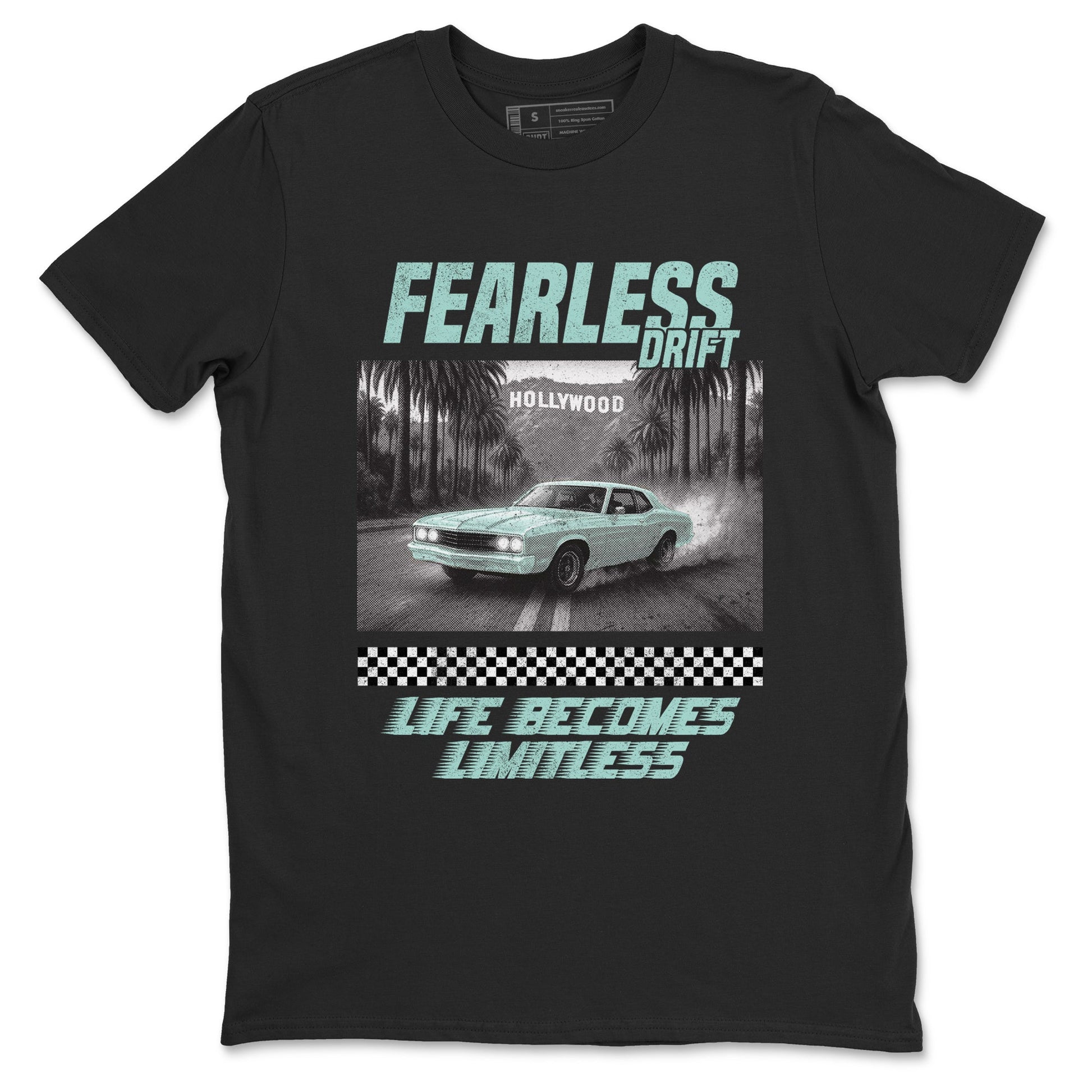 Fearless Drift sneaker match t-shirt styled to complete your fit with the Air Jordan 11 Igloo sneakers, shown in Black 2.