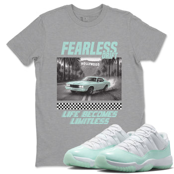 Fearless Drift sneaker match t-shirt styled to complete your fit with the Air Jordan 11 Igloo sneakers, shown in Heather Grey 1.