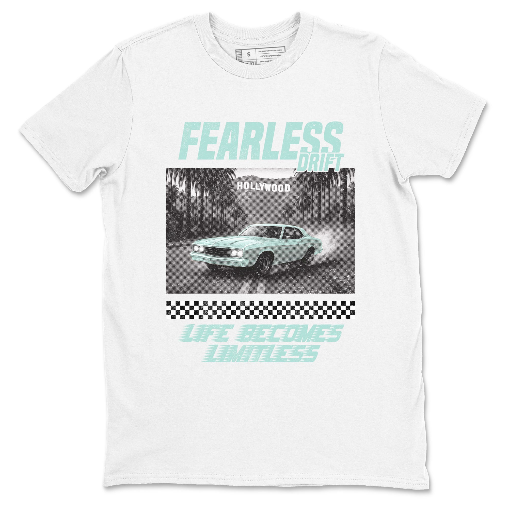Fearless Drift sneaker match t-shirt styled to complete your fit with the Air Jordan 11 Igloo sneakers, shown in White 2.