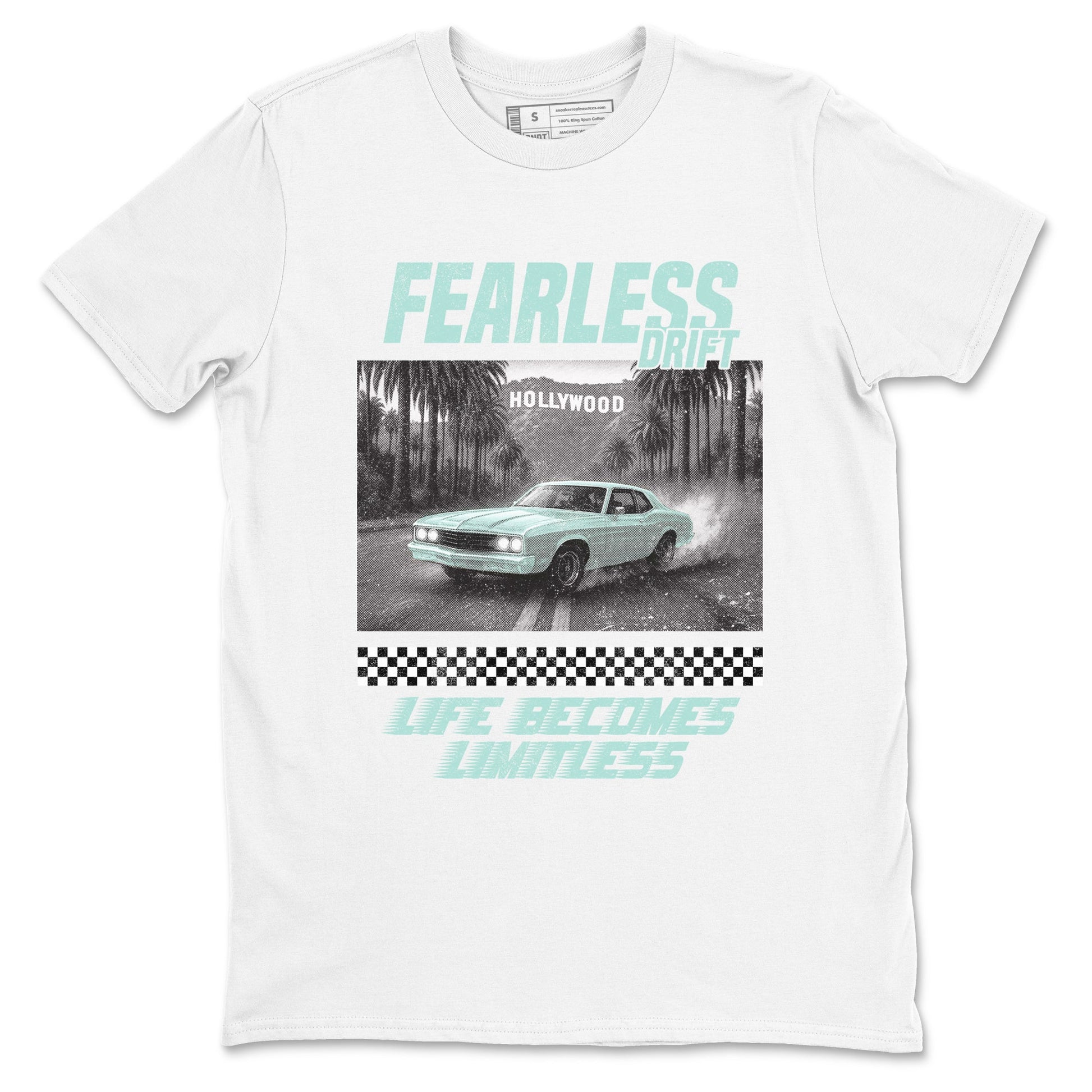 Fearless Drift sneaker match t-shirt styled to complete your fit with the Air Jordan 11 Igloo sneakers, shown in White 2.