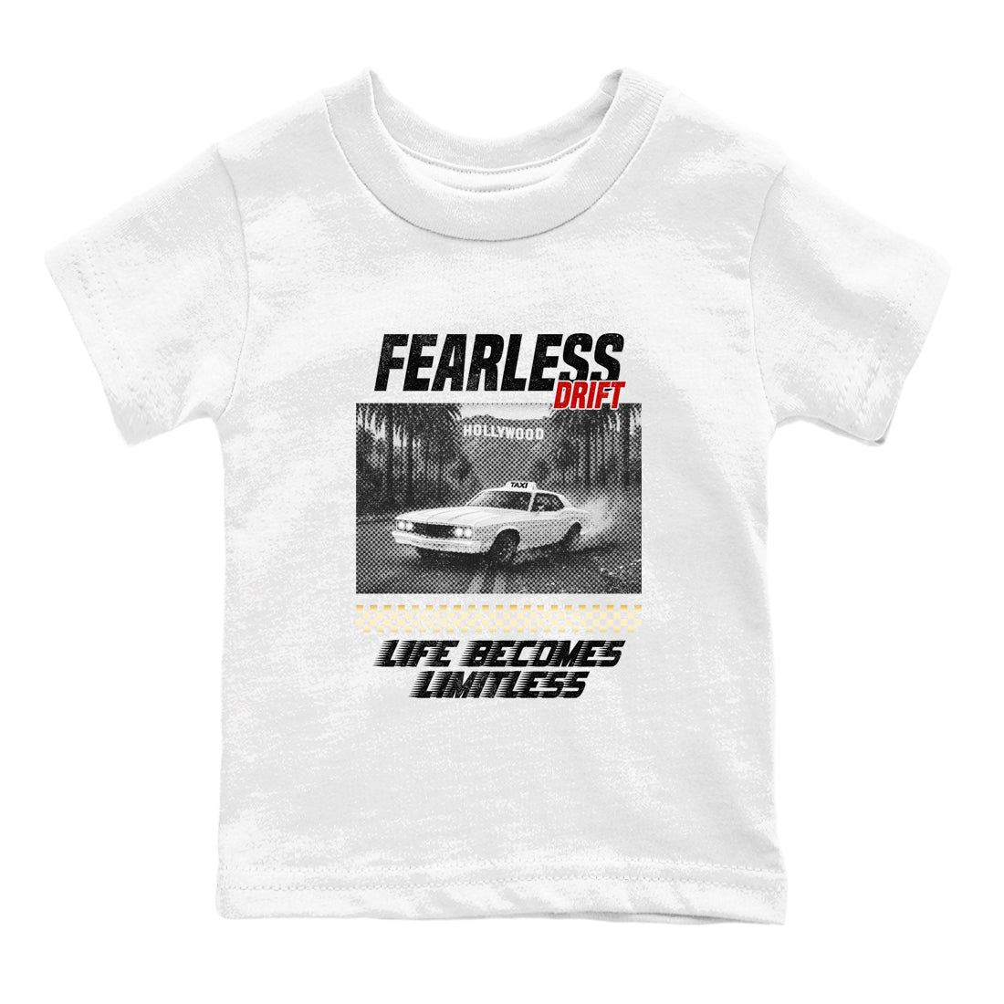 Sneaker match tees – Sneaker Tees To Match Air Jordan 12 Taxi Shoes – Fearless Drift Kids T-Shirt White 2