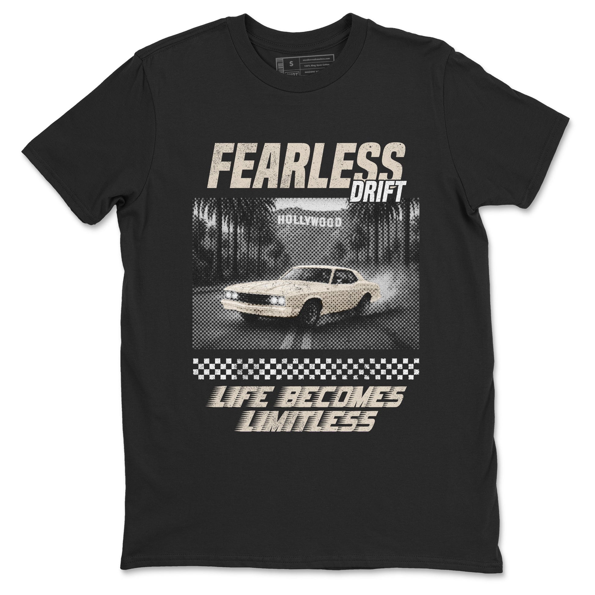 Fearless Drift sneaker match t-shirt styled to complete your fit with the Air Jordan 3 Pure Money sneakers, shown in Black 2.