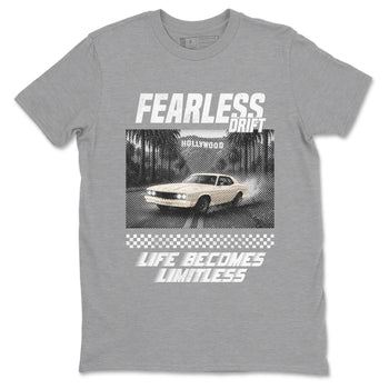 Fearless Drift sneaker match t-shirt styled to complete your fit with the Air Jordan 3 Pure Money sneakers, shown in Heather Grey 2.