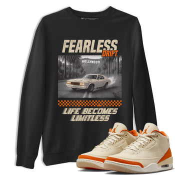 Fearless Drift sneaker match t-shirt styled to complete your fit with the Air Jordan 3 Starfish sneakers, shown in Black 1.