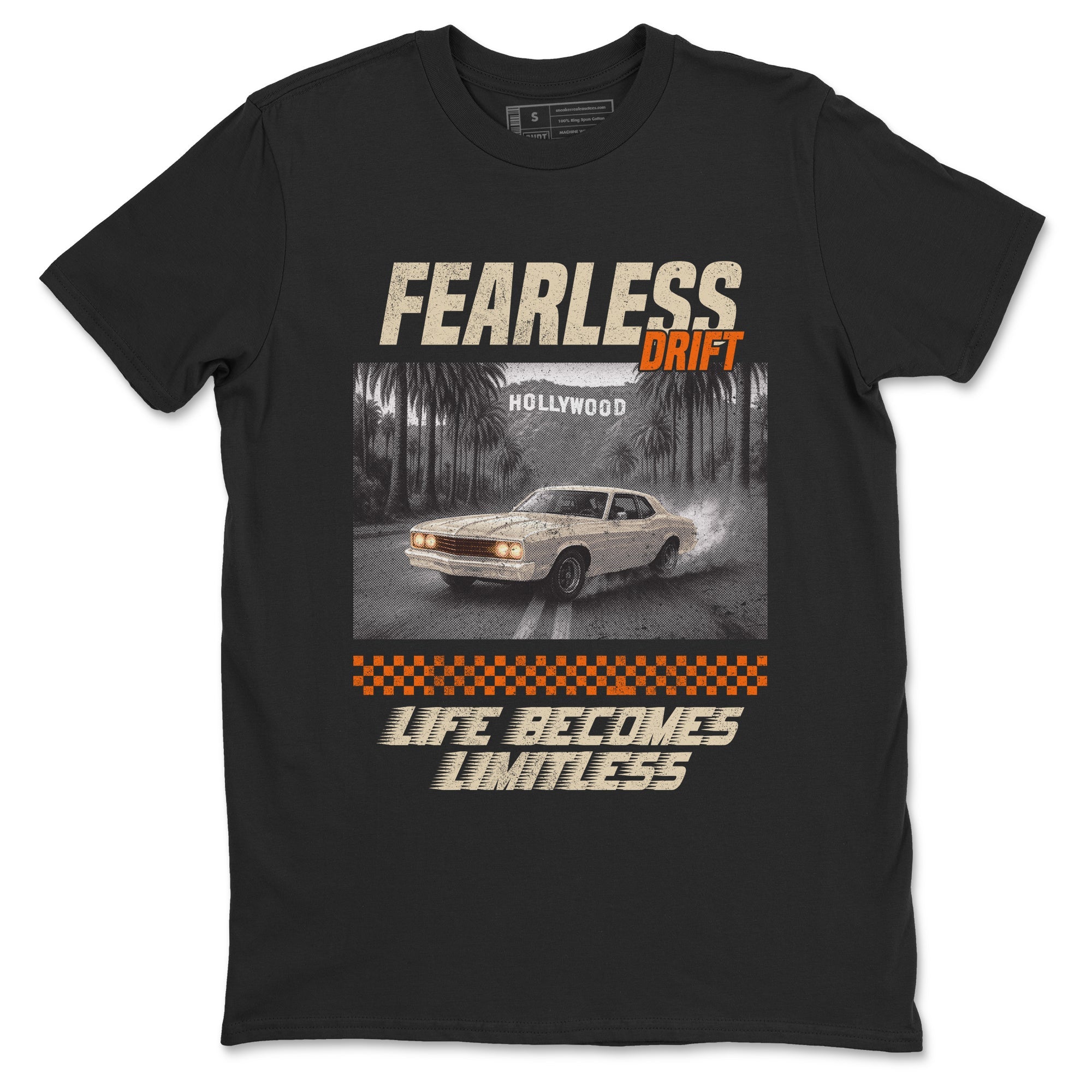 Fearless Drift sneaker match t-shirt styled to complete your fit with the Air Jordan 3 Starfish sneakers, shown in Black 2.