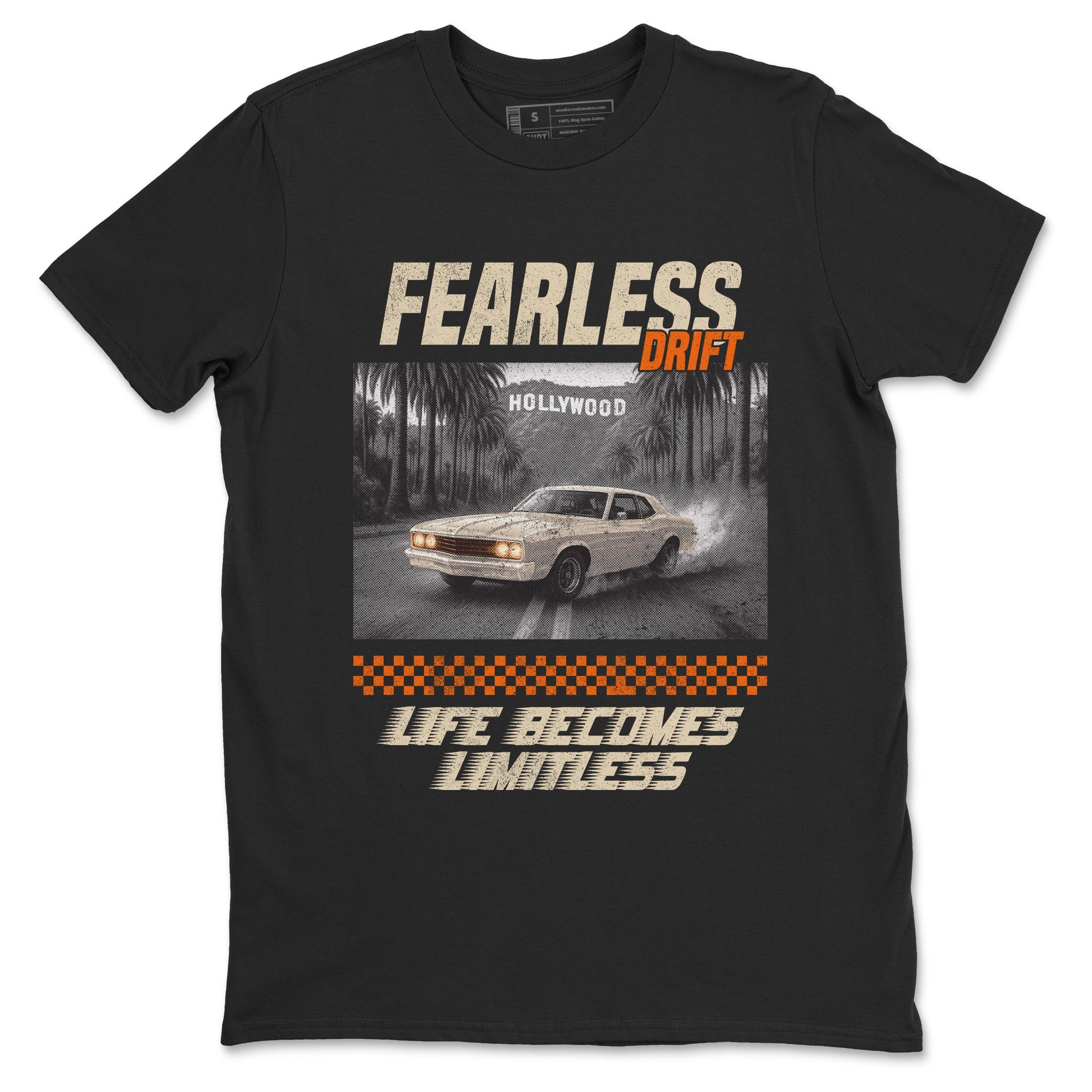 Fearless Drift sneaker match t-shirt styled to complete your fit with the Air Jordan 3 Starfish sneakers, shown in Black 2.