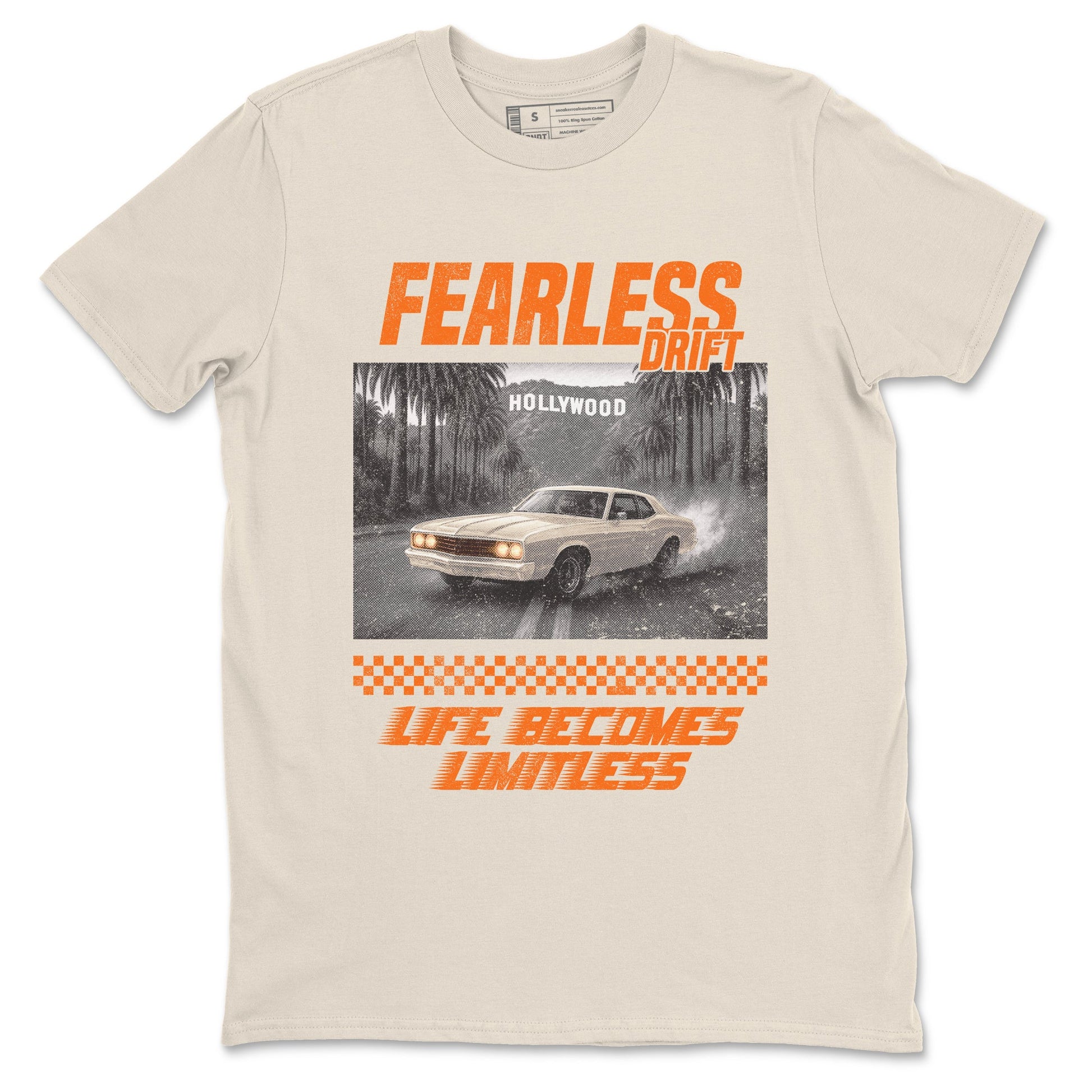 Fearless Drift sneaker match t-shirt styled to complete your fit with the Air Jordan 3 Starfish sneakers, shown in Natural 2.