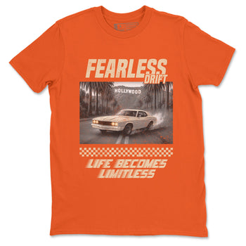 Fearless Drift sneaker match t-shirt styled to complete your fit with the Air Jordan 3 Starfish sneakers, shown in Orange 2.
