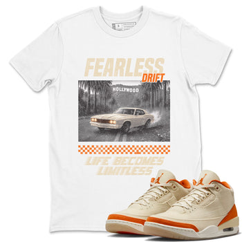 Fearless Drift sneaker match t-shirt styled to complete your fit with the Air Jordan 3 Starfish sneakers, shown in White 1.