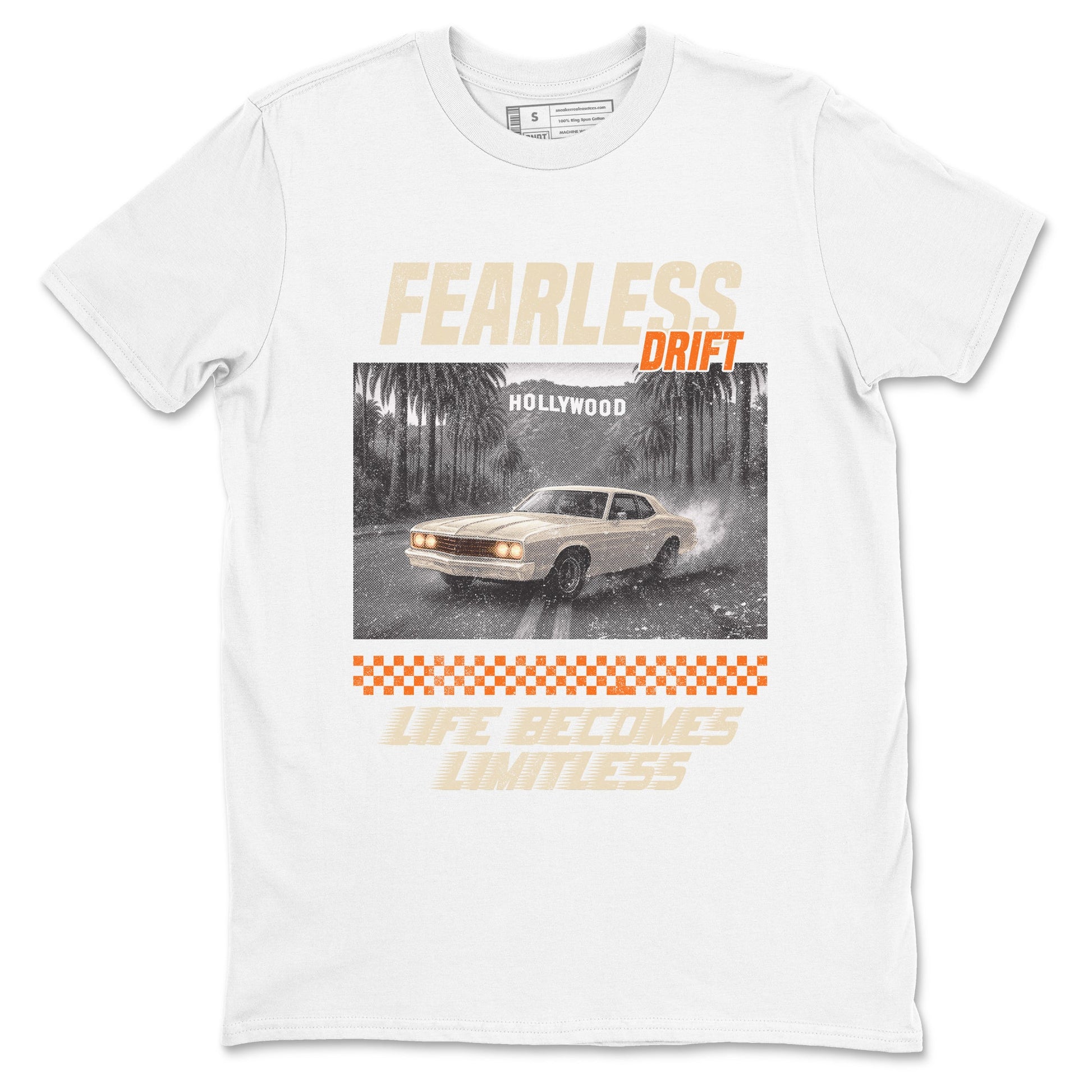 Fearless Drift sneaker match t-shirt styled to complete your fit with the Air Jordan 3 Starfish sneakers, shown in White 2.