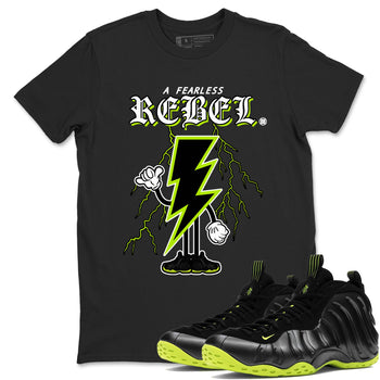 Foams One Black Volt shirts to match jordans Fearless Rebel sneaker match tees Air Foamposite One Black and Volt match shoes to clothes SNRT Sneaker Tees unisex cotton Black 1 shirts