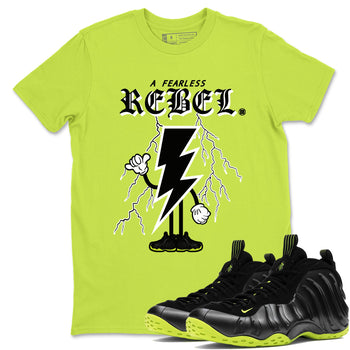 Foams One Black Volt shirts to match jordans Fearless Rebel sneaker match tees Air Foamposite One Black and Volt match shoes to clothes SNRT Sneaker Tees unisex cotton Safety Green 1 shirts