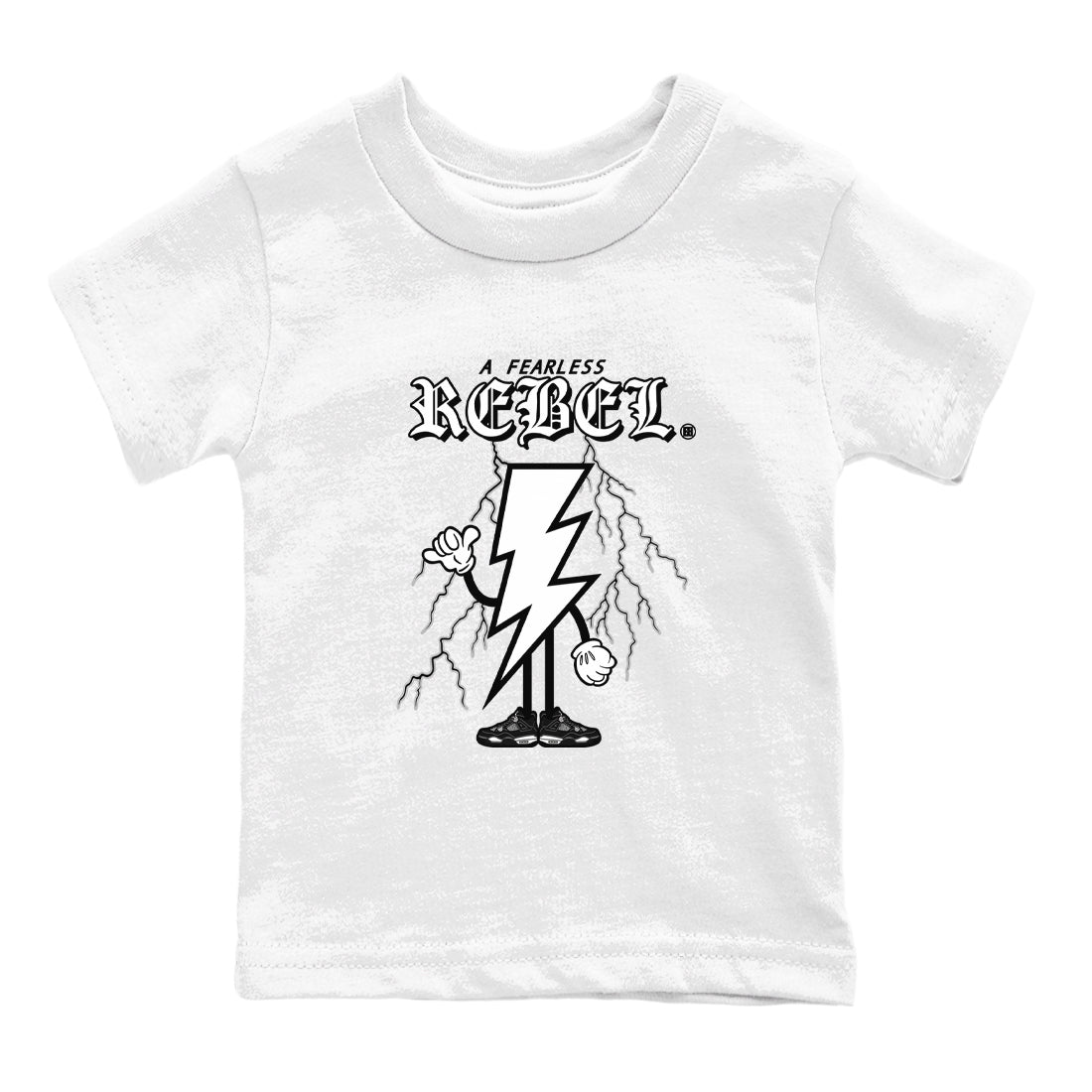 AJ4 White Thunder shirts to match jordans Fearless Rebel sneaker match tees Air Jordan 4 White Thunder SNRT Sneaker Tees streetwear brand Baby and Youth White 2 cotton tee