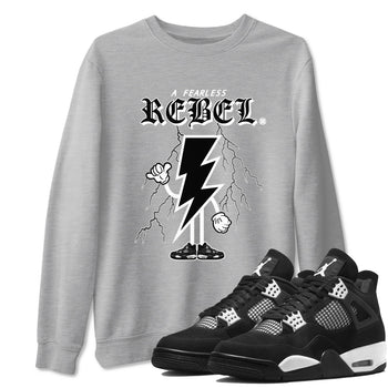 AJ4 White Thunder shirts to match jordans Fearless Rebel sneaker match tees Air Jordan 4 White Thunder SNRT Sneaker Tees streetwear brand Heather Grey 1 unisex cotton tee