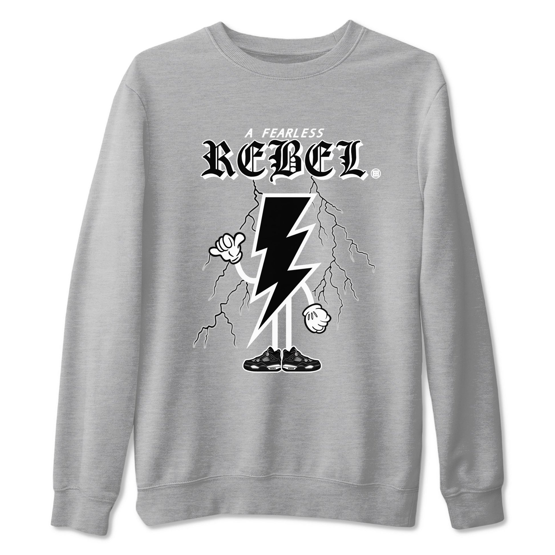 AJ4 White Thunder shirts to match jordans Fearless Rebel sneaker match tees Air Jordan 4 White Thunder SNRT Sneaker Tees streetwear brand Heather Grey 2 unisex cotton tee