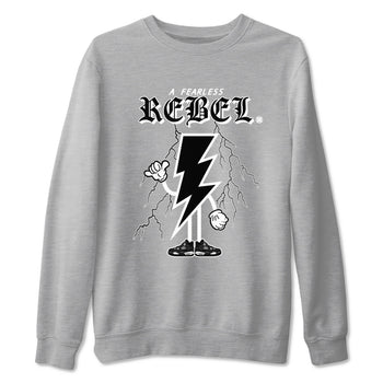 AJ4 White Thunder shirts to match jordans Fearless Rebel sneaker match tees Air Jordan 4 White Thunder SNRT Sneaker Tees streetwear brand Heather Grey 2 unisex cotton tee