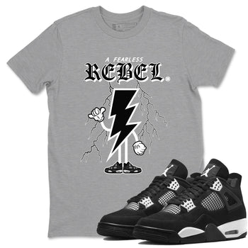 AJ4 White Thunder shirts to match jordans Fearless Rebel sneaker match tees Air Jordan 4 White Thunder SNRT Sneaker Tees streetwear brand Heather Grey 1 unisex cotton tee