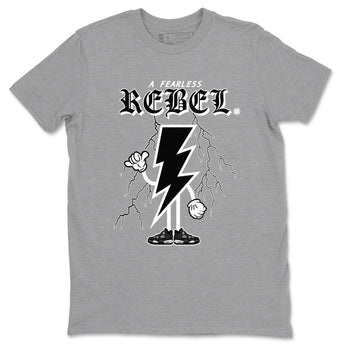 AJ4 White Thunder shirts to match jordans Fearless Rebel sneaker match tees Air Jordan 4 White Thunder SNRT Sneaker Tees streetwear brand Heather Grey 2 unisex cotton tee