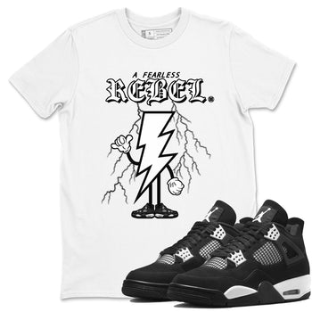 AJ4 White Thunder shirts to match jordans Fearless Rebel sneaker match tees Air Jordan 4 White Thunder SNRT Sneaker Tees streetwear brand White 1 unisex cotton tee