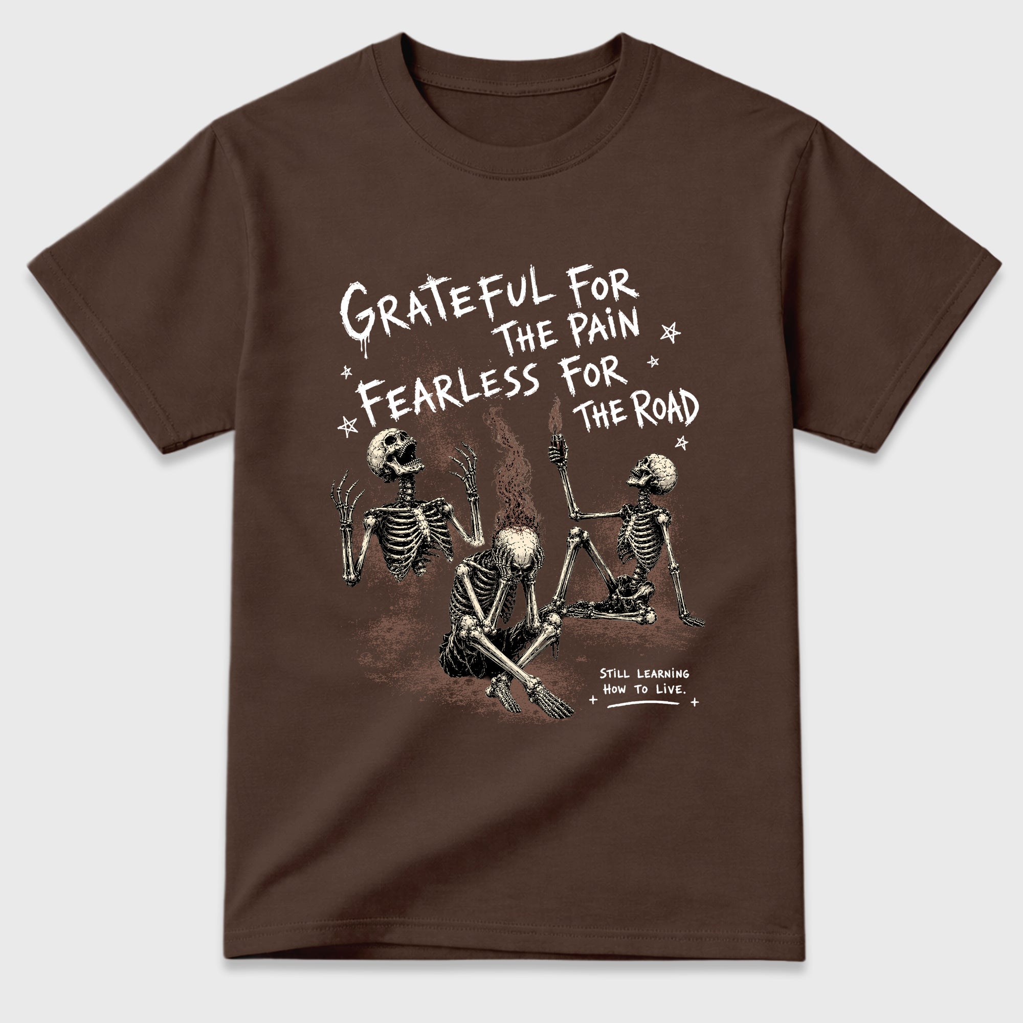 Fearless Road Graphic T-Shirt featuring original streetwear artwork designed to match the Air Jordan 4 London. Dark Chocolate 2 Graphic T-Shirt.