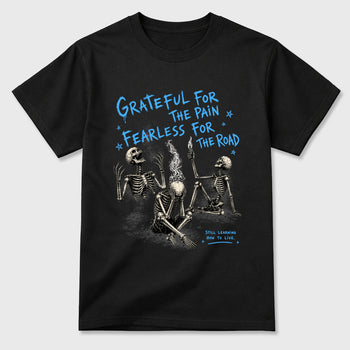 Sneakerfit Streetwear outfit, Sneaker Tees To Match Air Jordan 5 Black University Blue – Fearless Road Graphic Tee Black 2