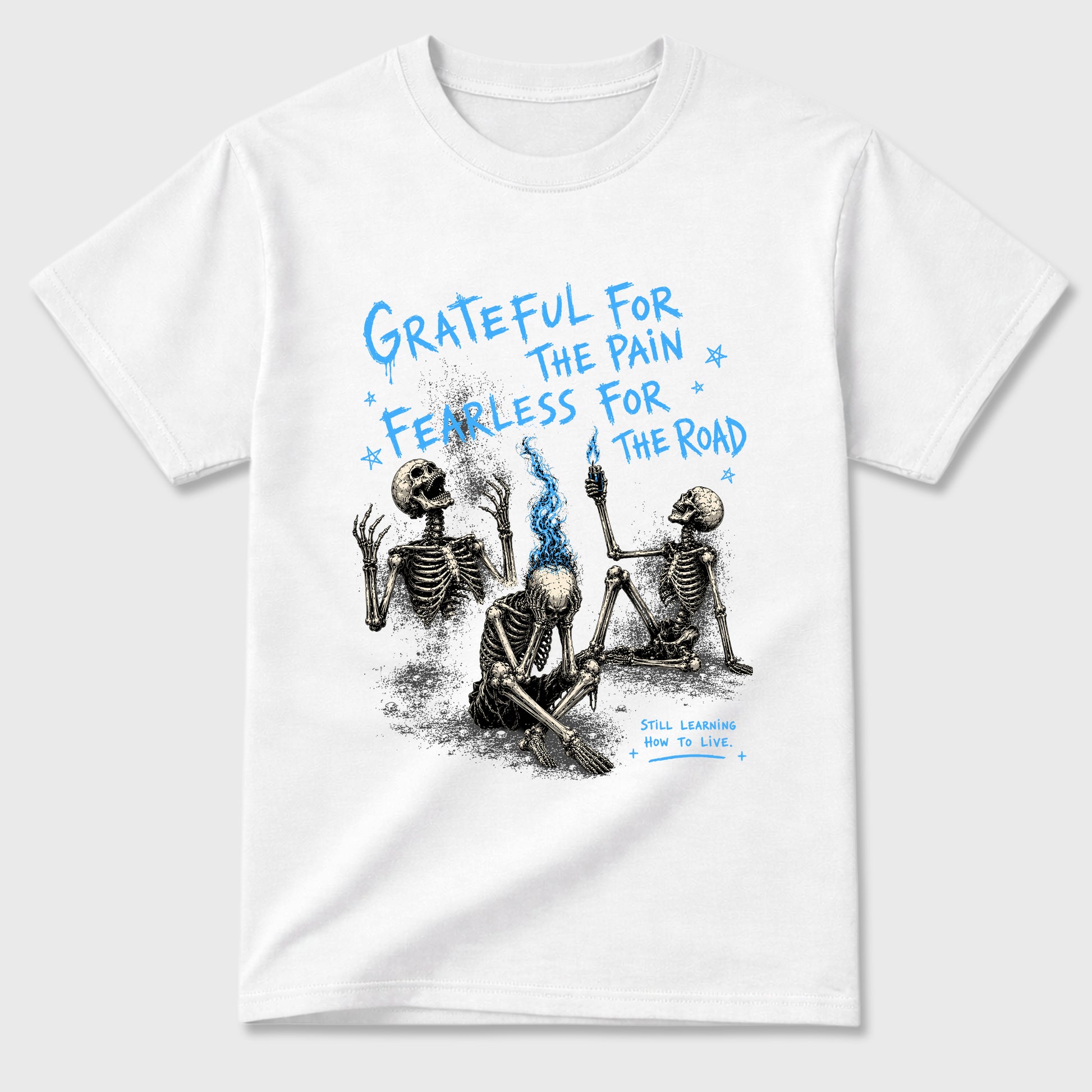 Sneakerfit Streetwear outfit, Sneaker Tees To Match Air Jordan 5 Black University Blue – Fearless Road Graphic Tee White 2