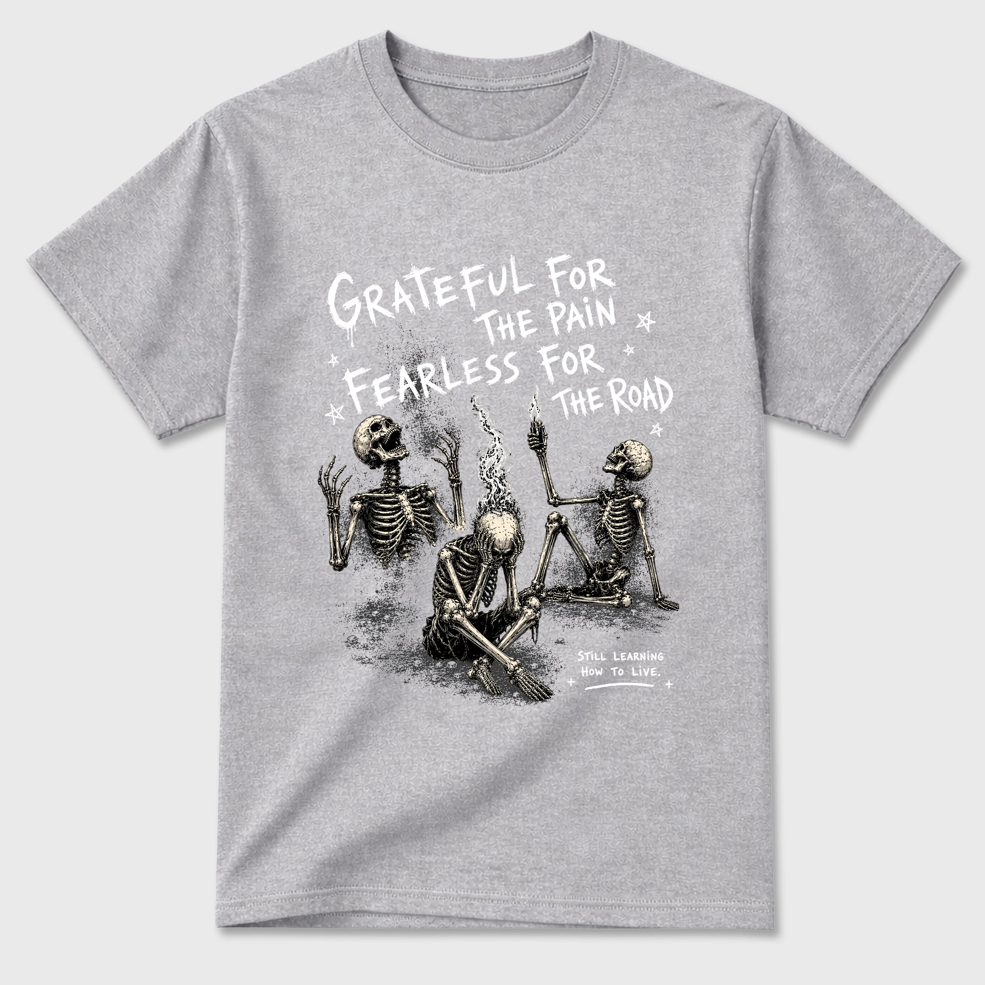Fearless Road Graphic T-Shirt featuring original streetwear artwork designed to match the Air Jordan 8 Chrome. Heather Grey 2 Graphic T-Shirt.