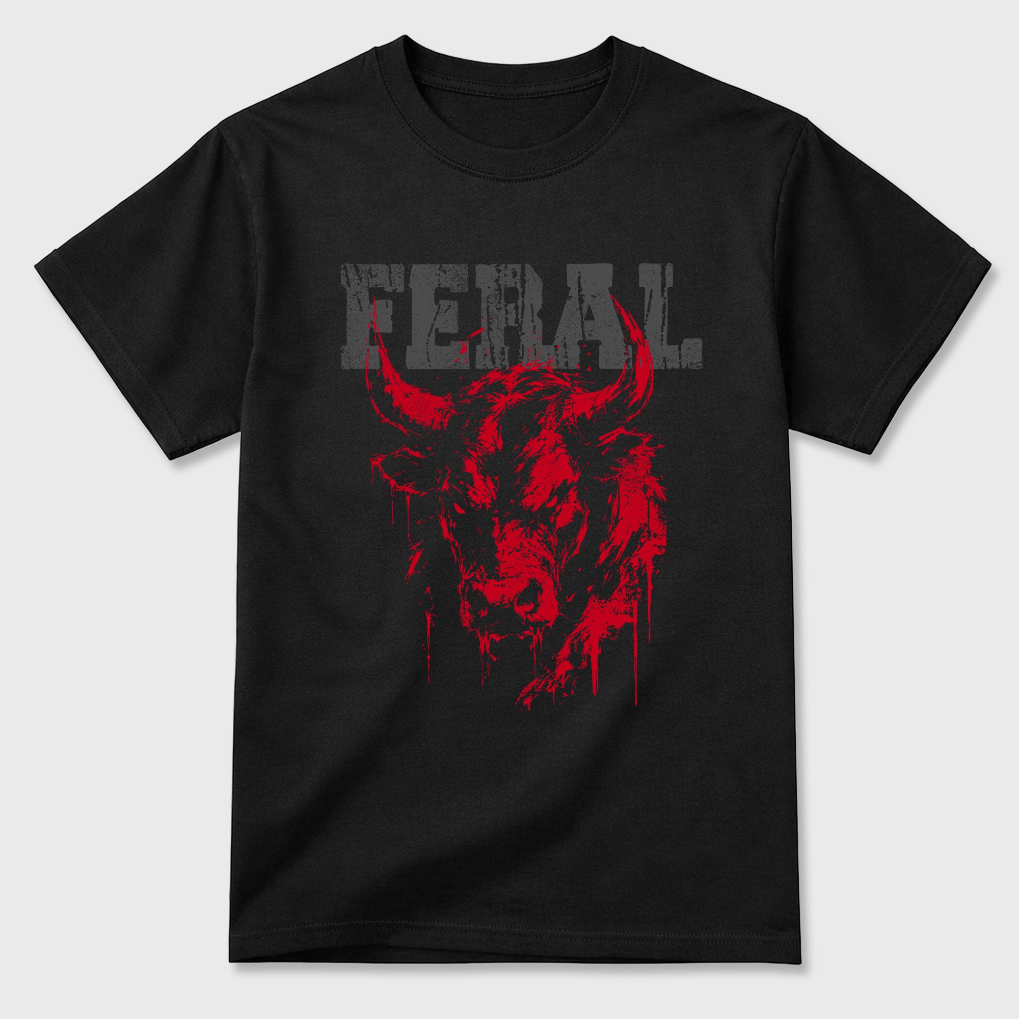 Feral Graphic T-Shirt sneaker match tee designed for the Air Jordan 4 Toro Bravo, featuring coordinated color options for a perfect streetwear match. Black 2 shirt.
