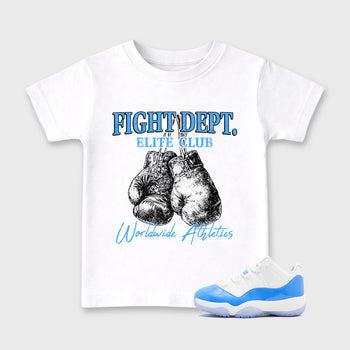 Sneaker match tees – Sneaker Tees To Match Air Jordan 11 University Blue Shoes – Fight Dept Kids T-Shirt White 1
