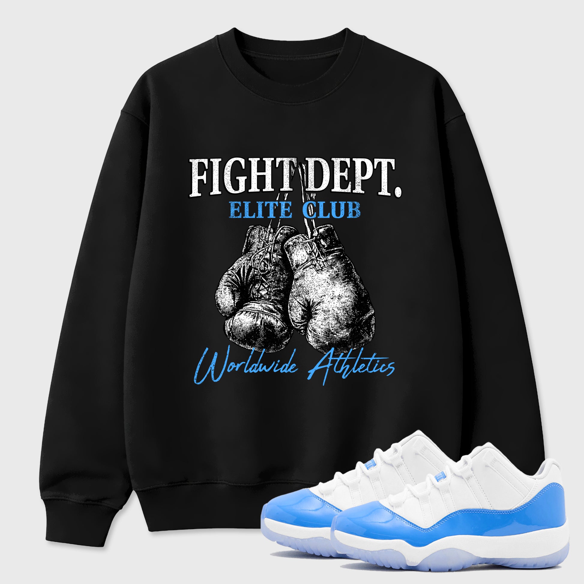 Sneaker match tees – Sneaker Tees To Match Air Jordan 11 University Blue Shoes – Fight Dept Tee Black 1