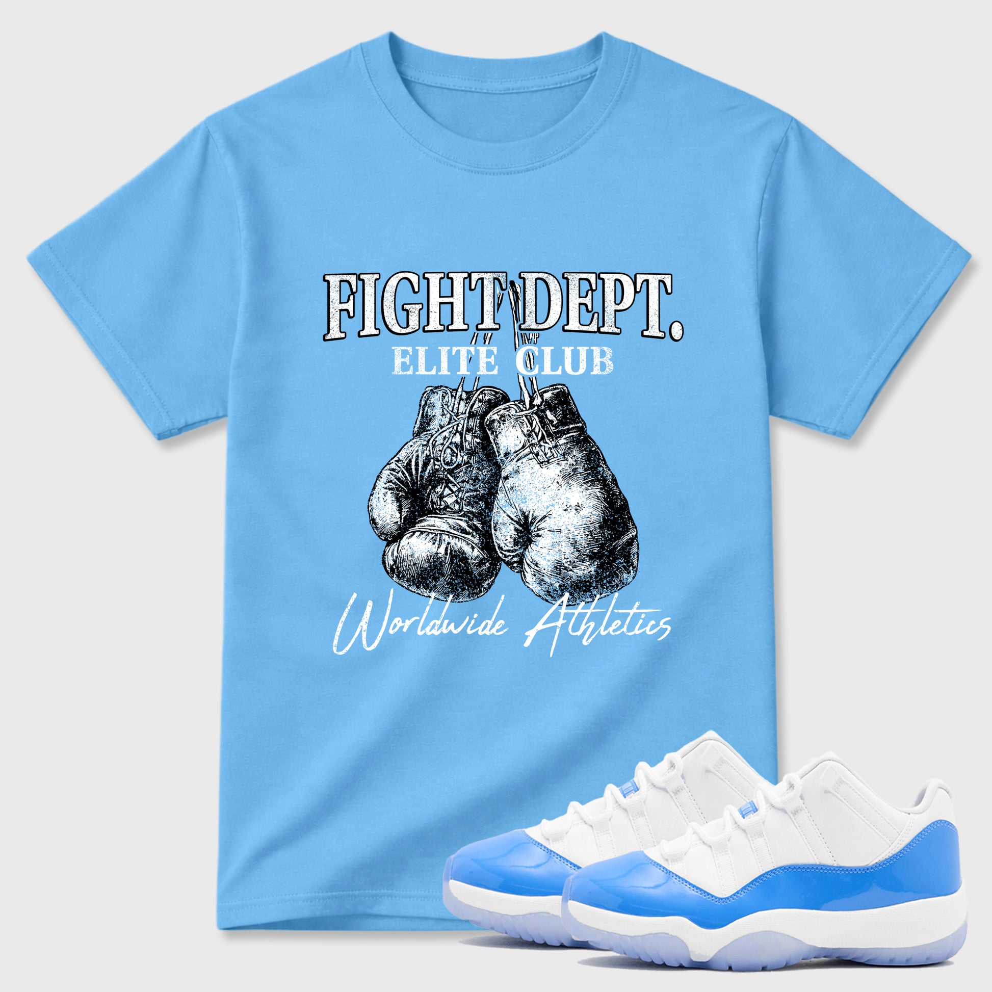 Sneaker match tees – Sneaker Tees To Match Air Jordan 11 University Blue Shoes – Fight Dept Tee Carolina Blue 1