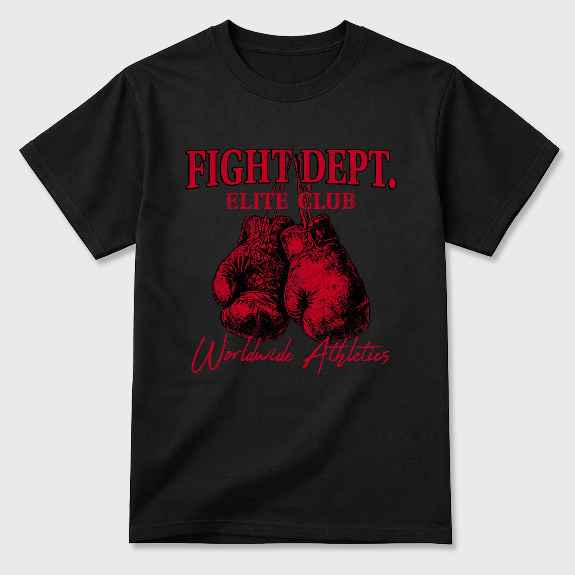 Fight Dept Graphic T-Shirt sneaker match tee designed for the Air Jordan 12 Retro Bloodline, featuring coordinated color options for a perfect streetwear match. Black 2 shirt.