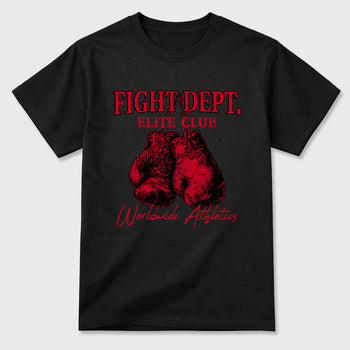 Fight Dept Graphic T-Shirt sneaker match tee designed for the Air Jordan 12 Retro Bloodline, featuring coordinated color options for a perfect streetwear match. Black 2 shirt.