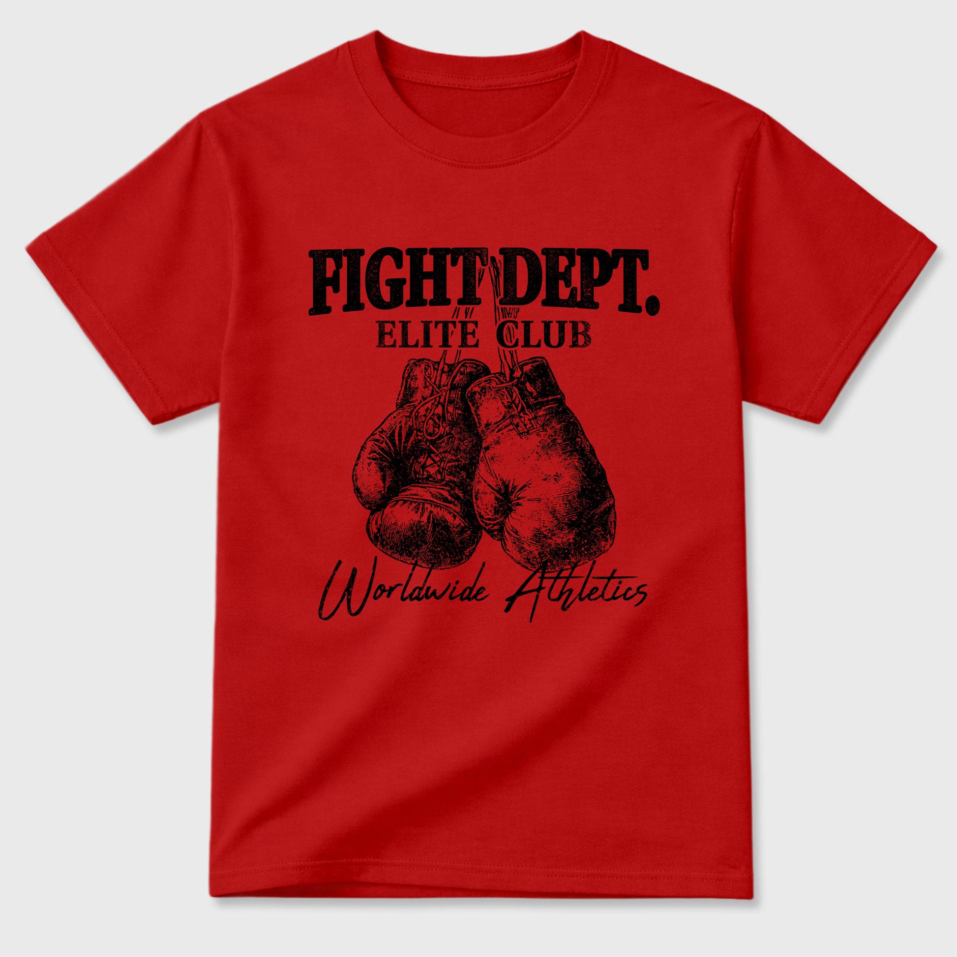 Fight Dept Graphic T-Shirt sneaker match tee designed for the Air Jordan 12 Retro Bloodline, featuring coordinated color options for a perfect streetwear match. Red 2 shirt.