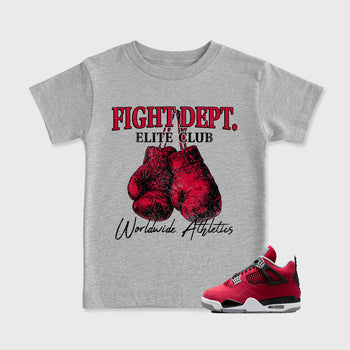 Sneaker match tees – Sneaker Tees To Match Air Jordan 4 Toro Bravo Shoes – Fight Dept Kids T-Shirt Heather Grey 1