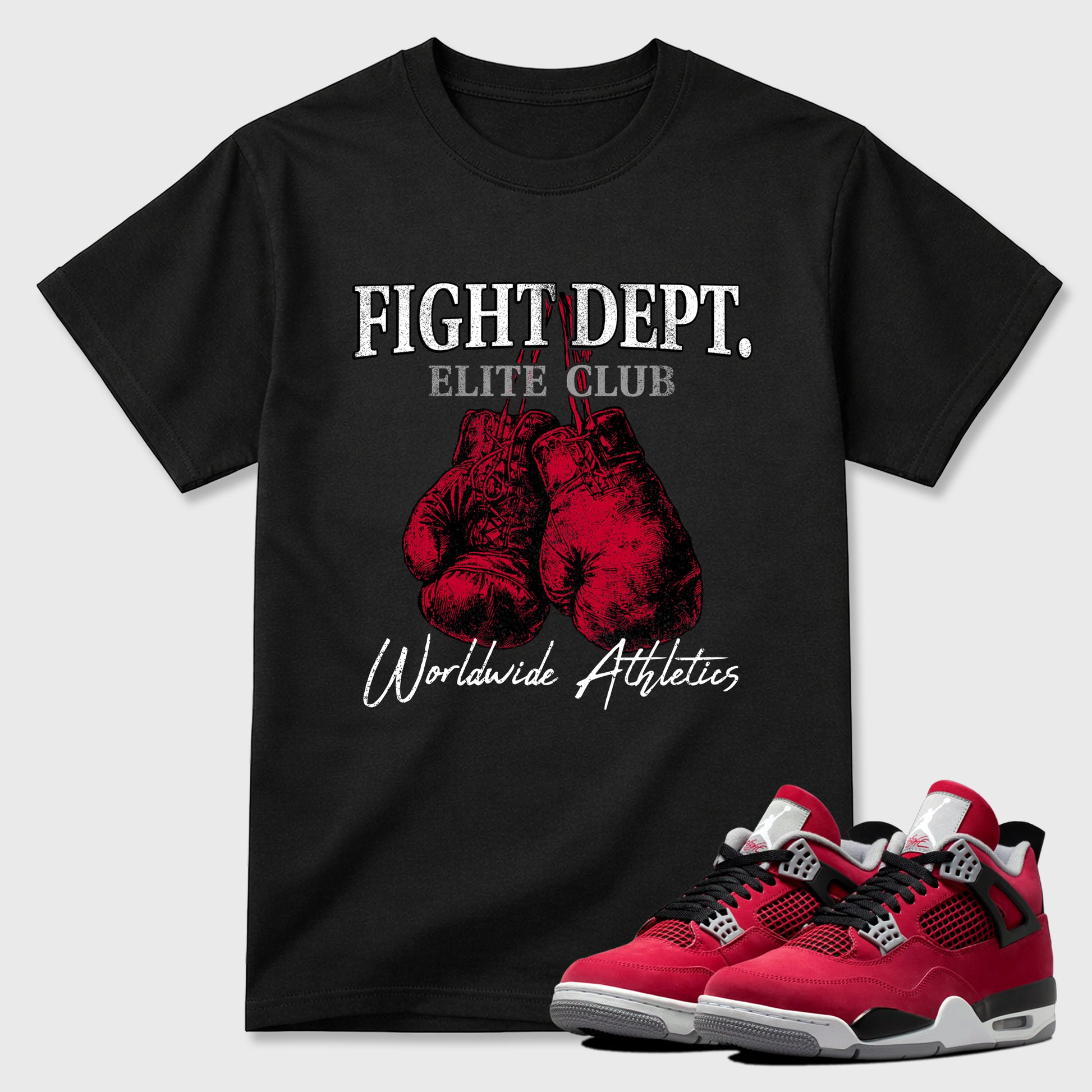 Sneaker match tees – Sneaker Tees To Match Air Jordan 4 Toro Bravo Shoes – Fight Dept Tee Black 1