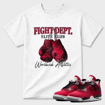 Sneaker match tees – Sneaker Tees To Match Air Jordan 4 Toro Bravo Shoes – Fight Dept Tee White 1