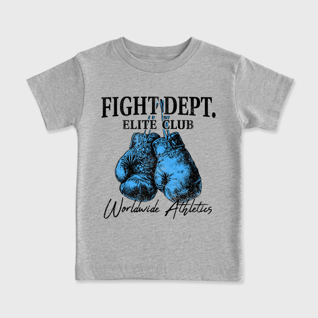 Fight Dept affordable baby and kids t-shirt designed to match the Air Jordan 5 Black Carolina, featuring coordinated Heather Grey 2 options for the perfect little sneakerhead streetwear look.