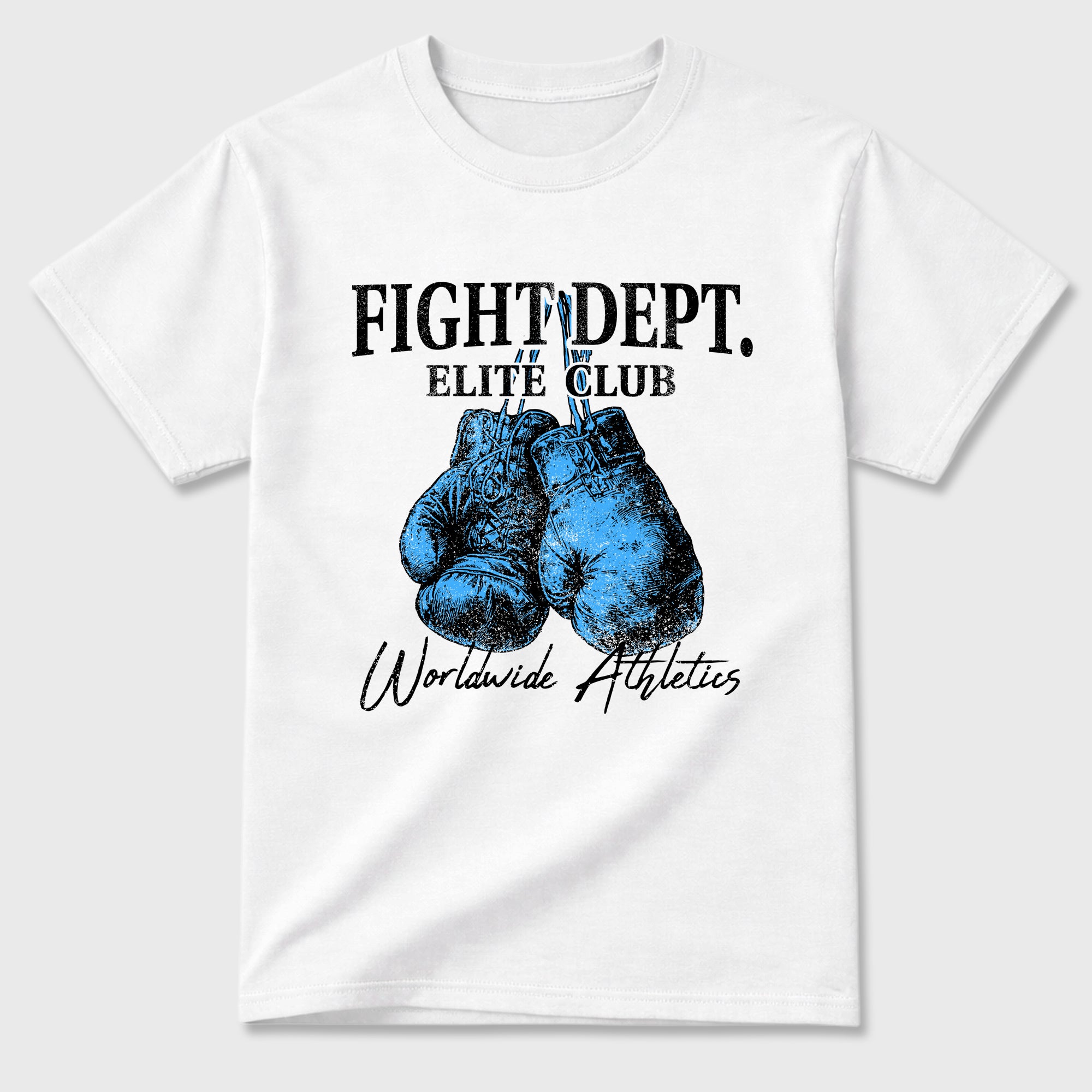 Fight Dept Graphic T-Shirt sneaker match tee designed for the Air Jordan 5 Black Carolina, featuring coordinated color options for a perfect streetwear match. White 2 shirt.