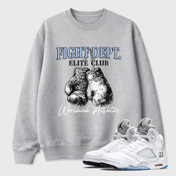 Sneaker match tees – Sneaker Tees To Match Air Jordan 5 White Metallic Shoes – Fight Dept Tee Heather Grey 1