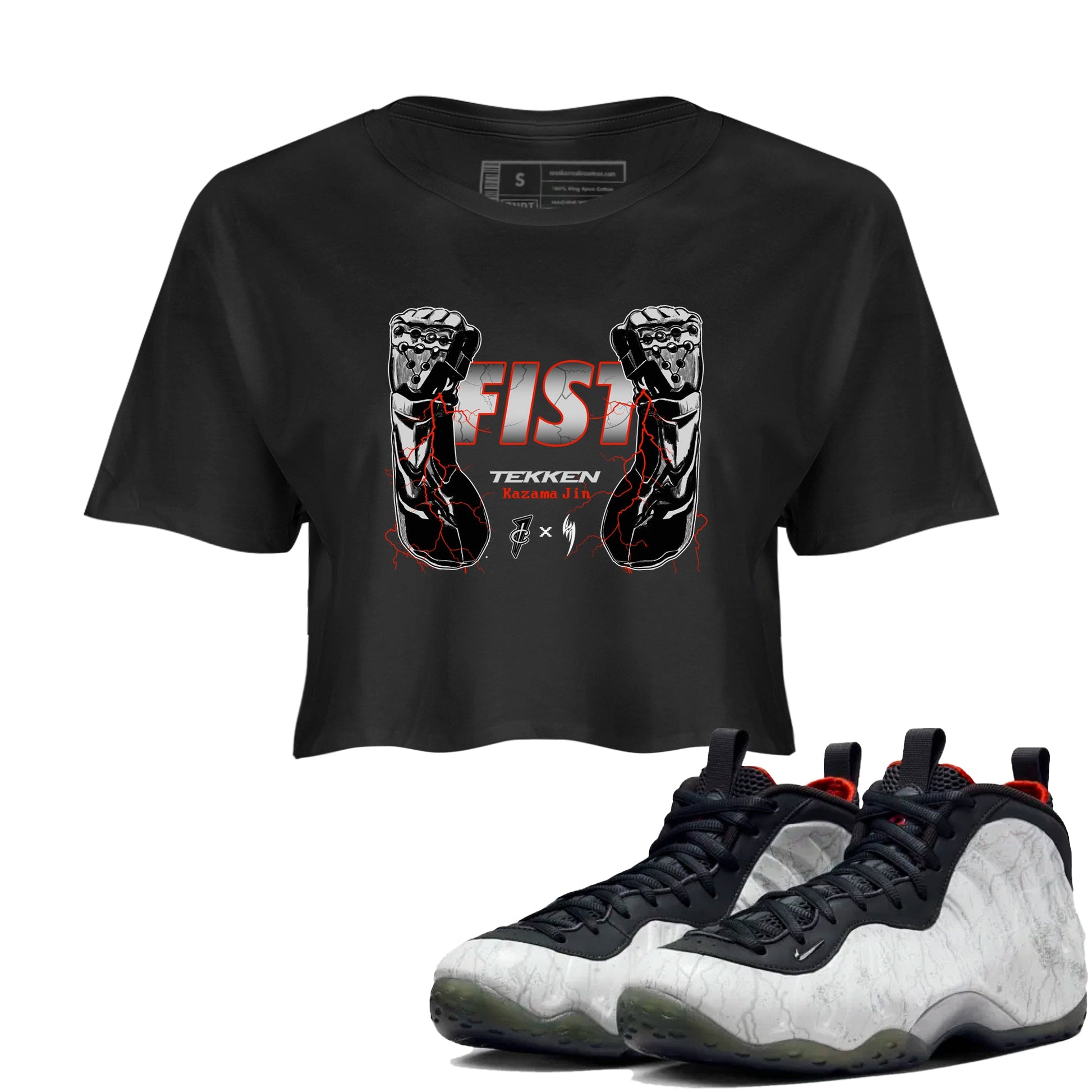 Foams One Jin shirts to match jordans Fist sneaker match tees Air Foamposite One Jin match shoes to clothes SNRT Sneaker Tees unisex cotton Black 1 crop tee