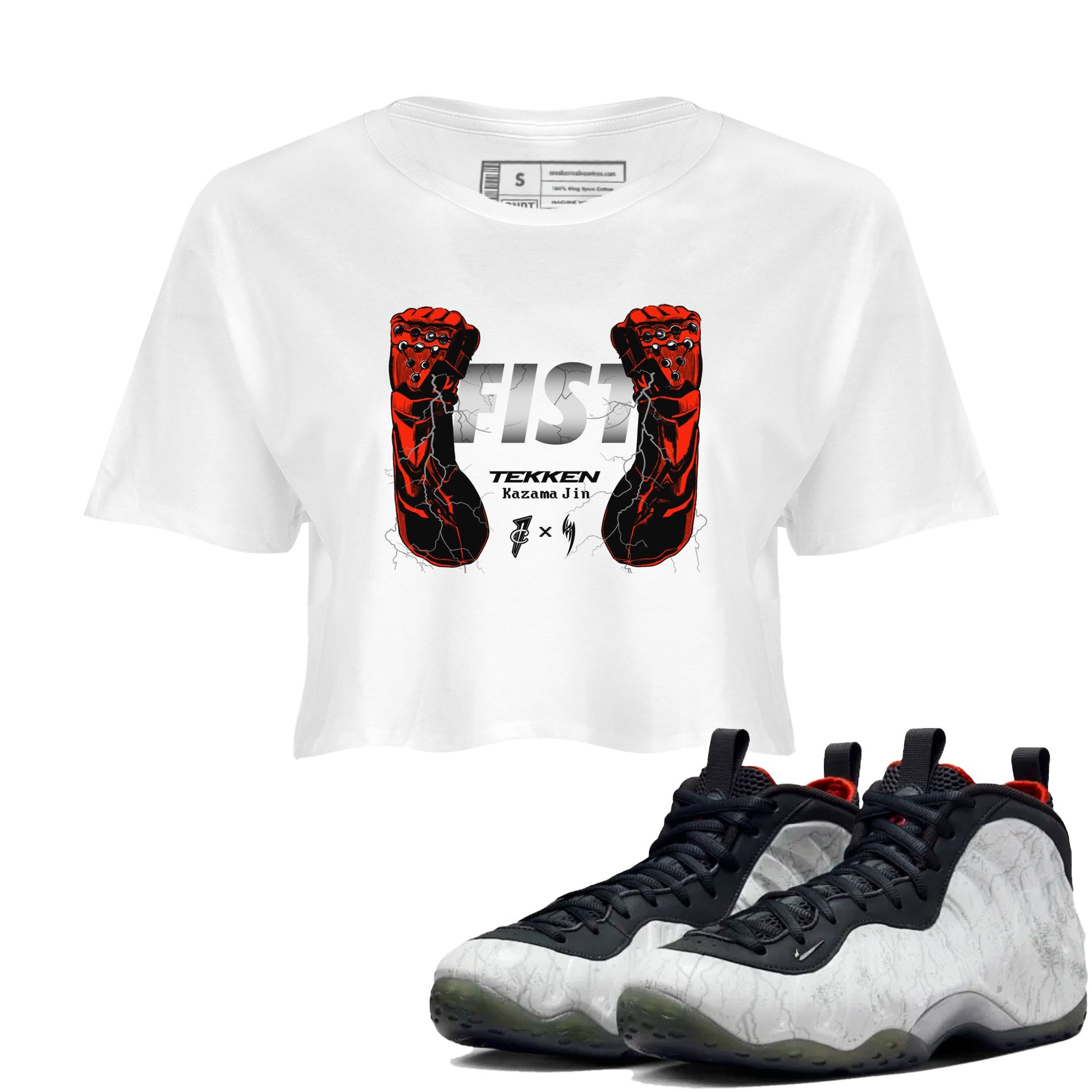 Foams One Jin shirts to match jordans Fist sneaker match tees Air Foamposite One Jin match shoes to clothes SNRT Sneaker Tees unisex cotton White 1 crop tee