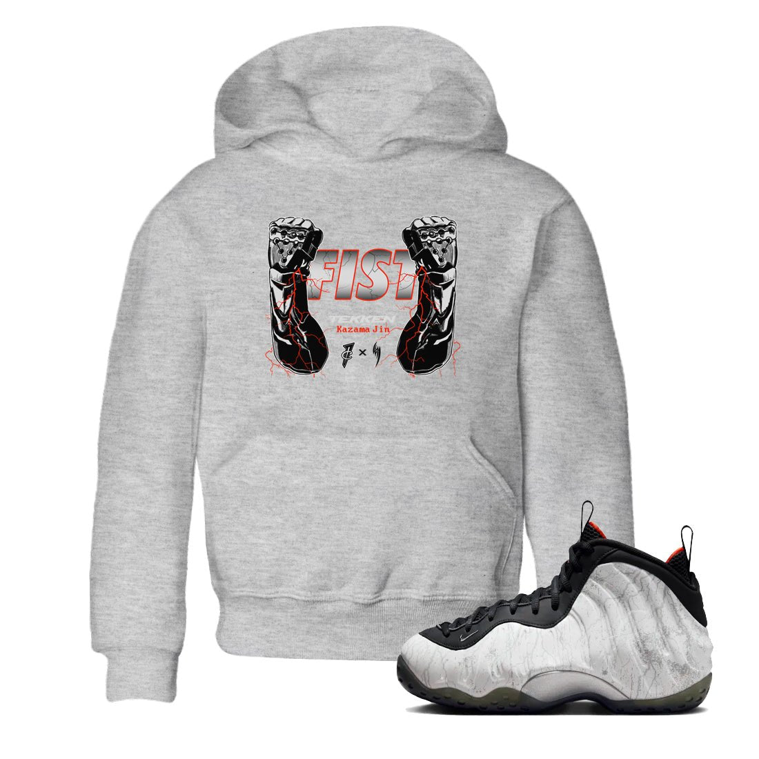 Foams One Jin shirts to match jordans Fist sneaker match tees Air Foamposite One Jin match shoes to clothes SNRT Sneaker Tees Youth Baby Heather Grey 1 tee
