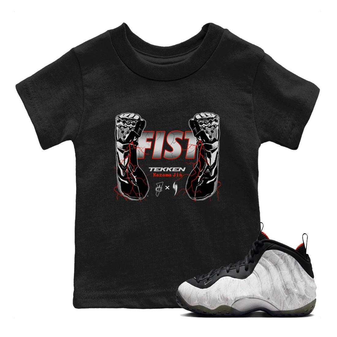Foams One Jin shirts to match jordans Fist sneaker match tees Air Foamposite One Jin match shoes to clothes SNRT Sneaker Tees Youth Baby Black 1 tee