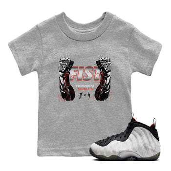 Foams One Jin shirts to match jordans Fist sneaker match tees Air Foamposite One Jin match shoes to clothes SNRT Sneaker Tees Youth Baby Heather Grey 1 tee