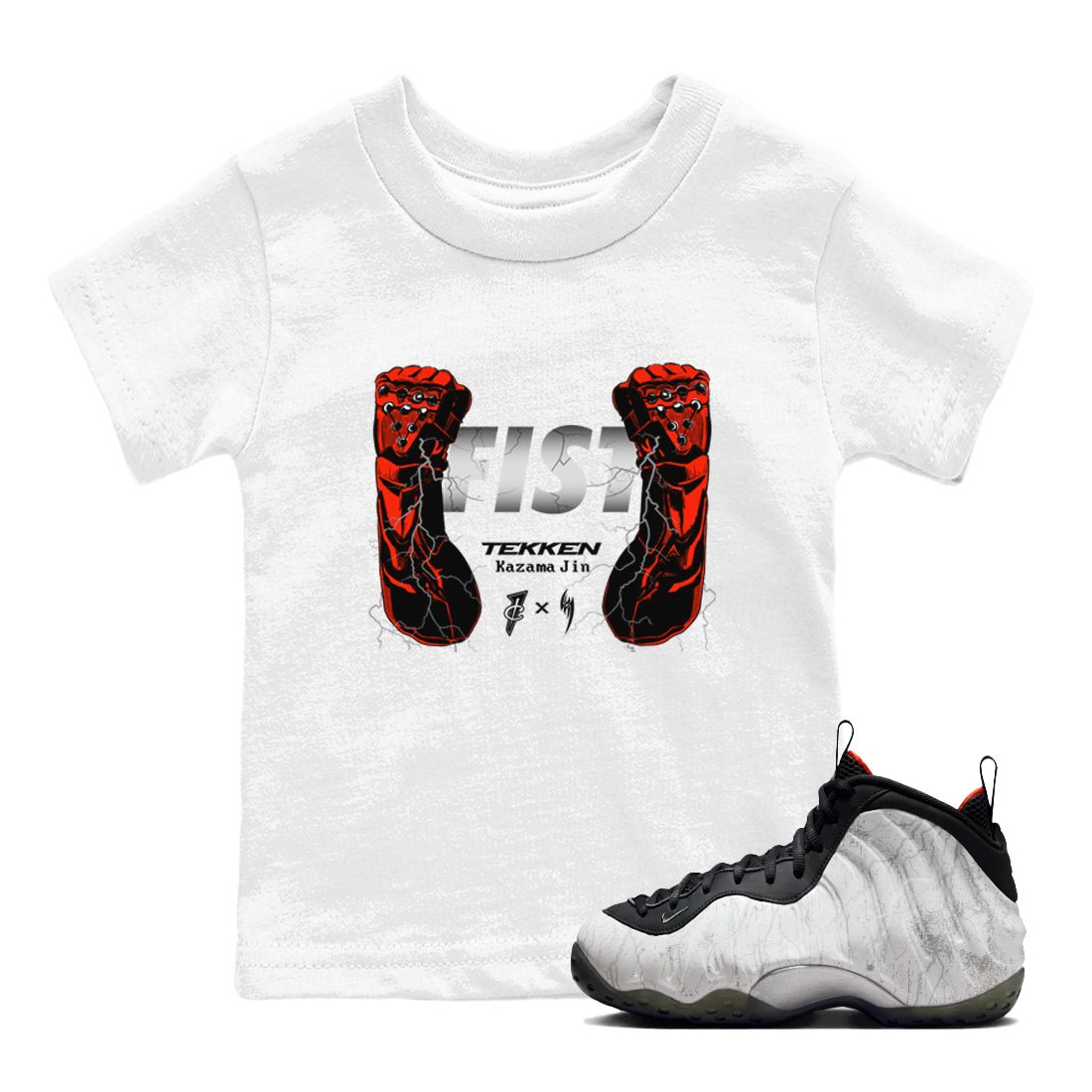Foams One Jin shirts to match jordans Fist sneaker match tees Air Foamposite One Jin match shoes to clothes SNRT Sneaker Tees Youth Baby White 1 tee