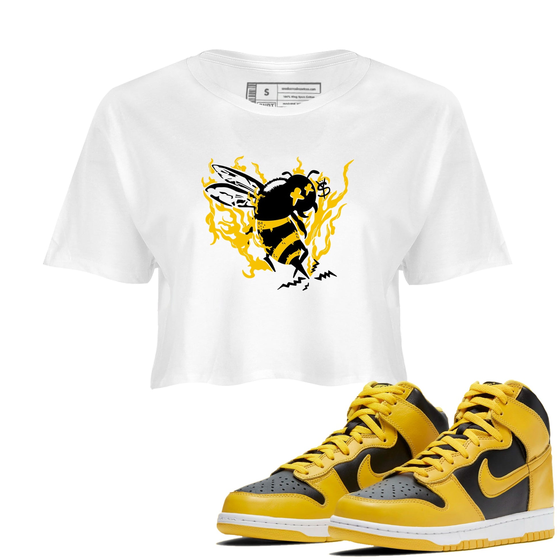 Dunk High Pollen shirts to match jordans Flame Bee sneaker match tees Dunk High Pollen SNRT Sneaker Release Tees unisex cotton White 1 Crop Shirts