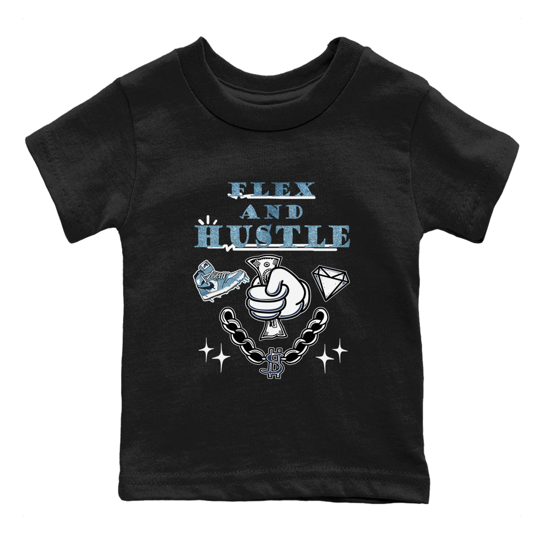 1s Denim shirts to match jordans Flex And Hustle sneaker match tees Air Jordan 1 Denim SNRT Sneaker Tees streetwear brand Baby and Youth Black 2 cotton tee